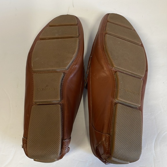 Calvin Klein Magnus Brown Leather Driving Loafers with Metallic Detail - Picture 9 of 12